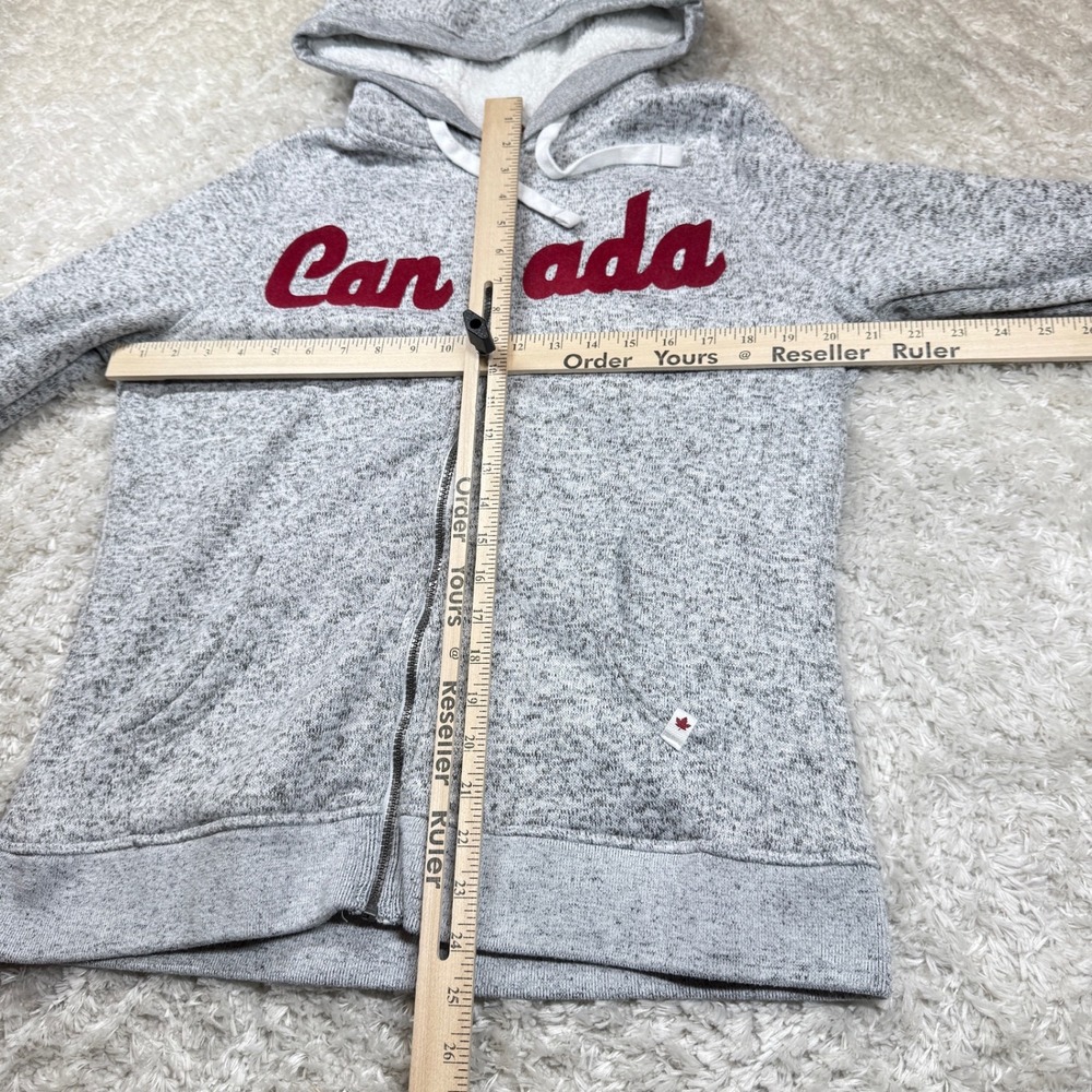 Canadiana Hoodie Womens Large Full Zip Canada Patch Gray Maple Leaf Cozy - Picture 5 of 11